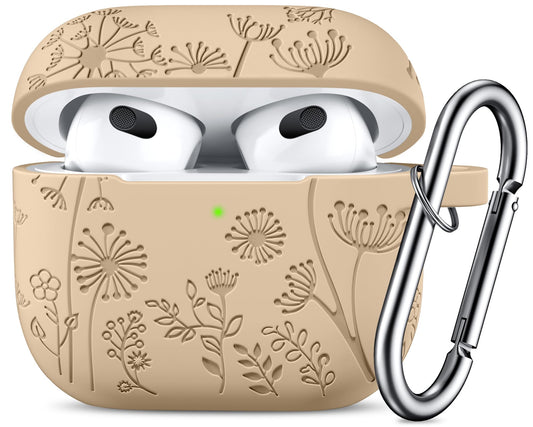 Lerobo Capa Gravada para AirPods 3ª Geração com Chaveiro (Chá com Leite)