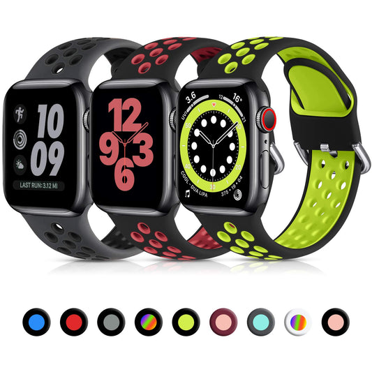 Lerobo Pulseira de Silicone Esportiva Respirável Compatível com Apple Watch (Cores)