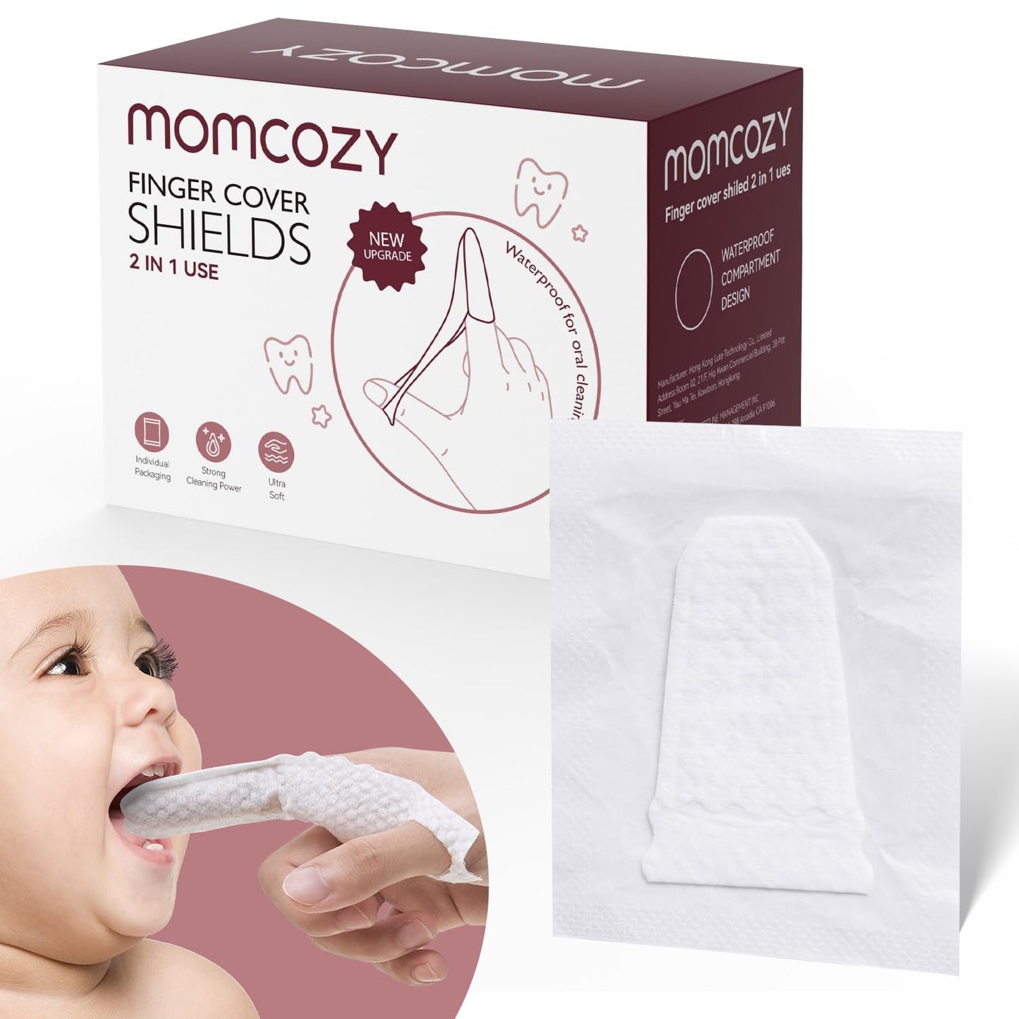 Momcozy Escova Dental Infantil com Lenços de Limpeza Bucal, 30 Unidades