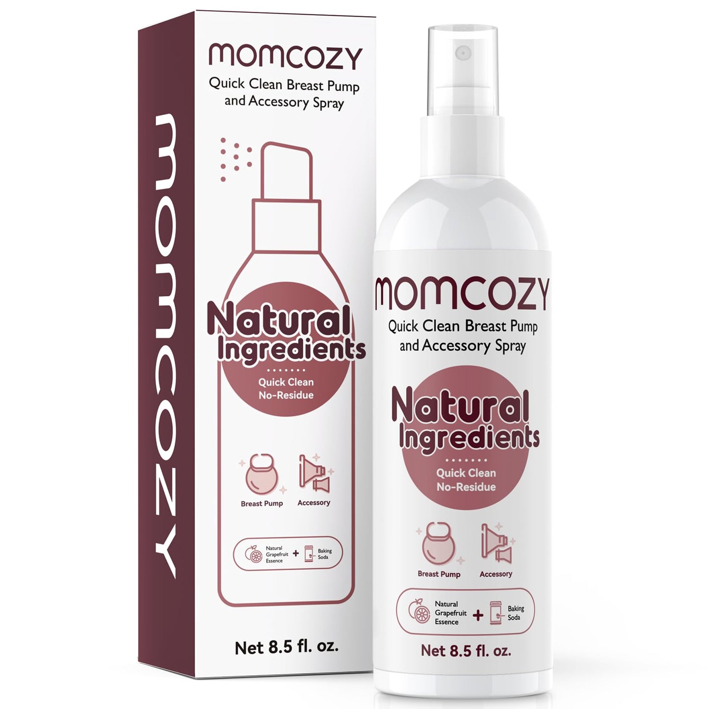 Momcozy Spray de Limpeza para Bombas Tira-Leite, Portátil e Natural, Aroma de Toranja