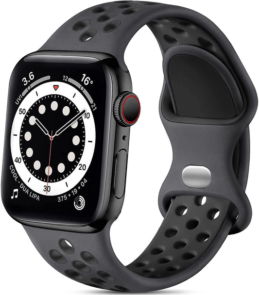 Lerobo Pulseira Esportiva Silicone Compatível com Apple Watch (Preto Antracite)