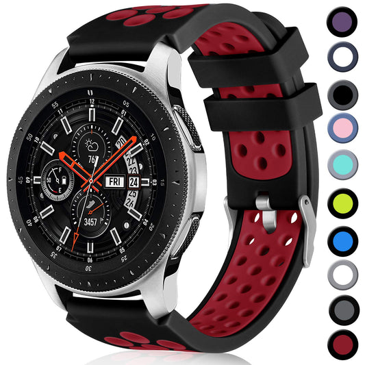 Lerobo Pulseira de Silicone Compatível com Samsung Galaxy Watch (Preto/Vermelho)