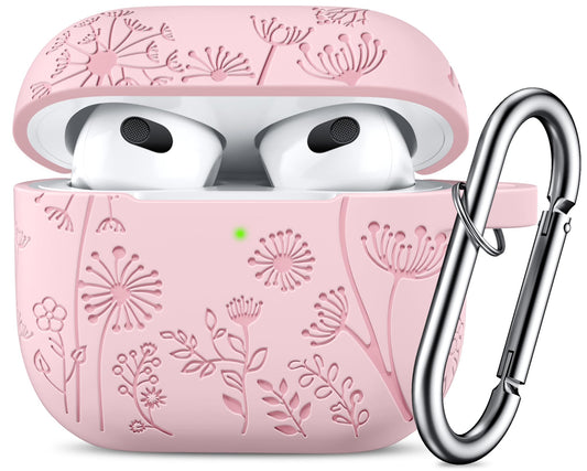 Lerobo Capa Silicone c/ Mosquetão p/ AirPods 3 (Rosa Claro)