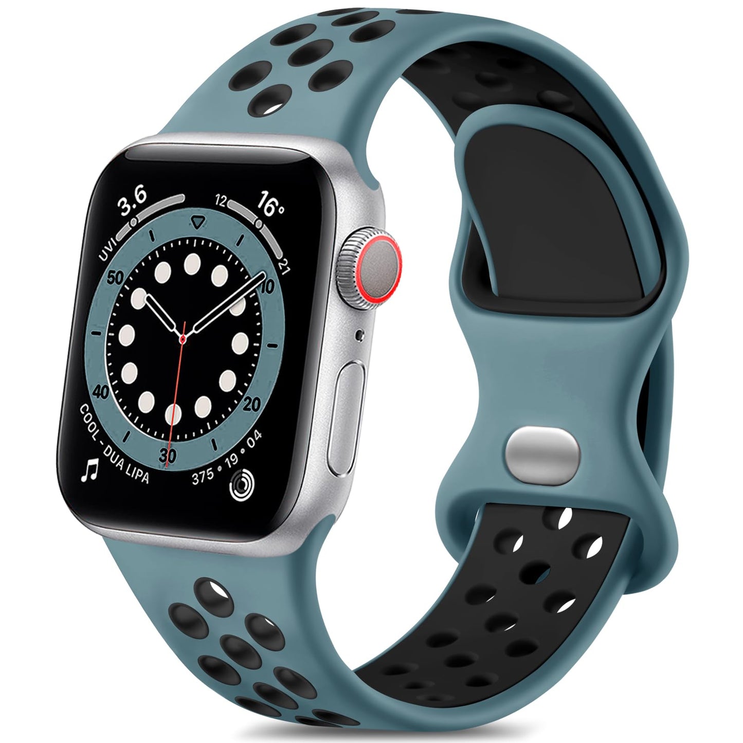 Lerobo Pulseira Silicone p/ Apple Watch (Azul-Ardósia/Preto)