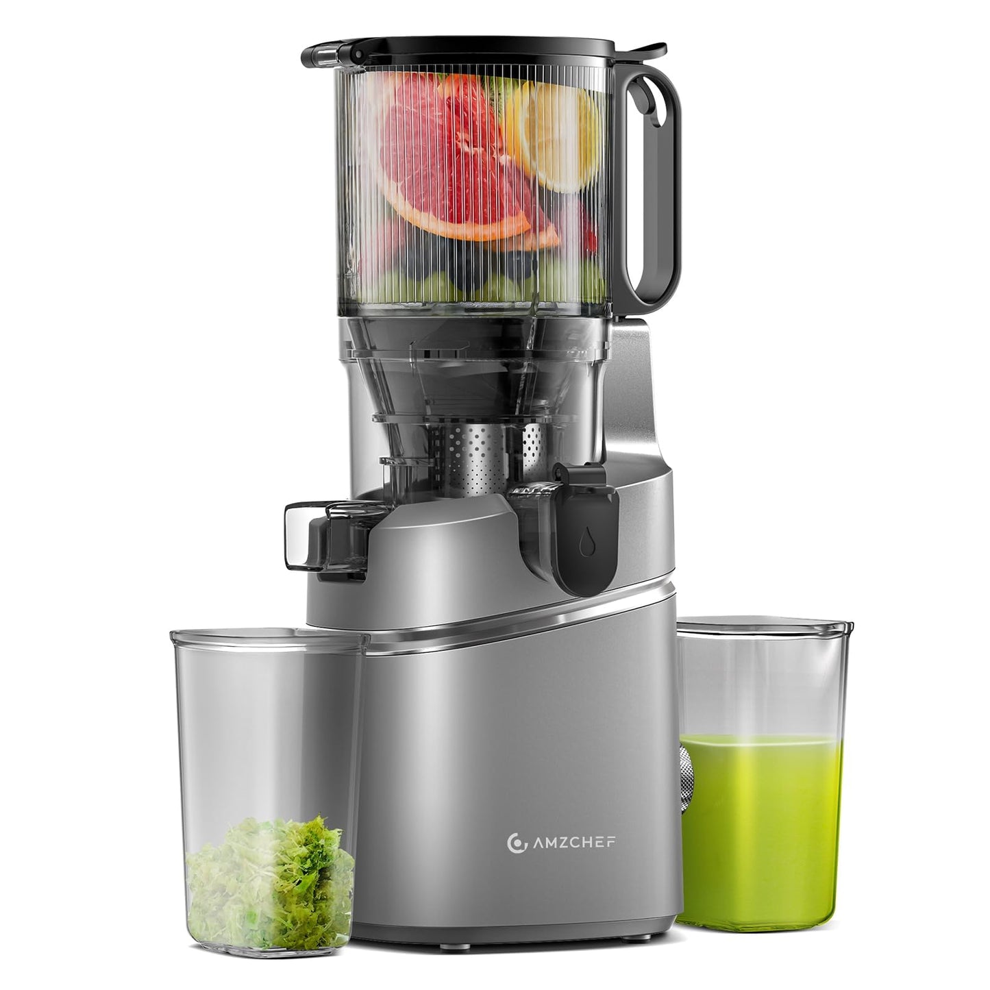 AMZCHEF Espremedor Automático com 250W para Frutas e Vegetais (Cinza)