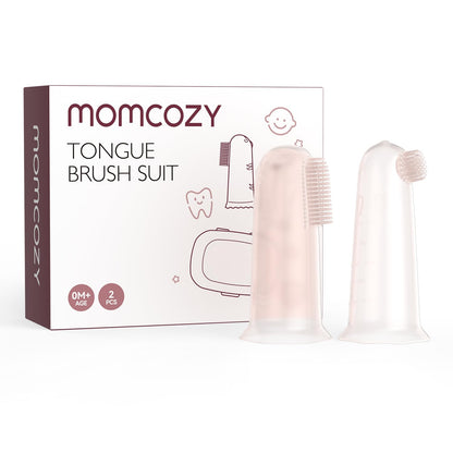 Momcozy Escova de Dedo para Higiene Bucal do Bebê, Silicone Macio, 2 Unidades