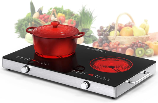 VBGK Cooktop Elétrico 24" 2400W 2 Queimadores Controle de Botão (Preto)