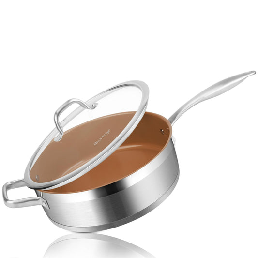 Duxtop Sauté Pan Antiaderente 5.5Qt Indução com Tampa FUSION Ti (Cobre)