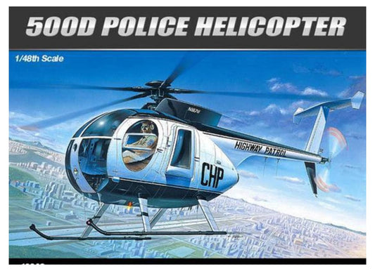 Academy Kit de Modelagem 1/48 Helicóptero Police Hughes 500D (Detalhado)