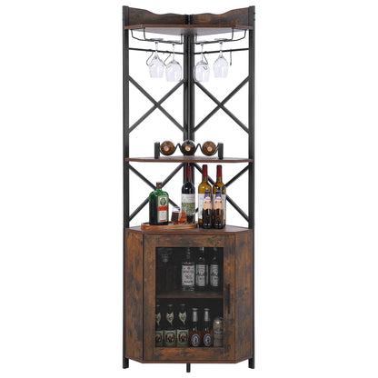 Takywep Bar de Canto 5 Andares com Porta-Vinhos e Vidros Preto