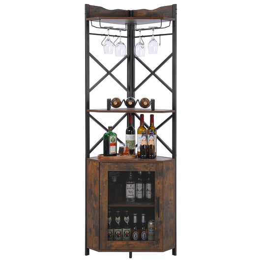 Takywep Bar de Canto 5 Andares com Porta-Vinhos e Vidros Preto