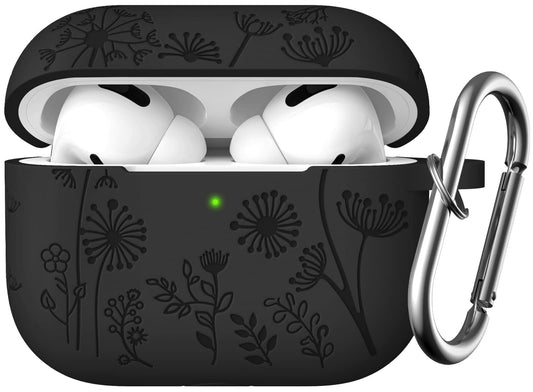 Lerobo Capa Gravada Silicone para AirPods Pro 2ª/1ª Geração com Mosquetão (Preto)