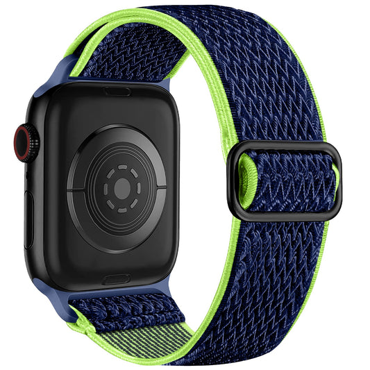 Lerobo Pulseira Solo Loop de Nylon Compatível com Apple Watch (Azul marinho e Verde brilhante)