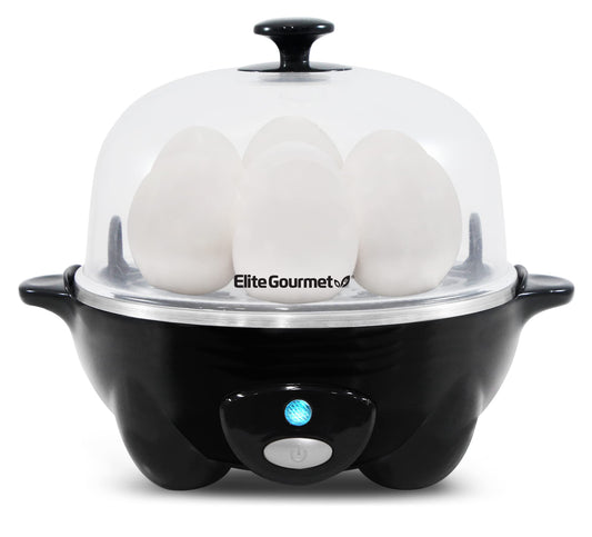 Elite Gourmet EGC-007B# Máquina Elétrica de Ovos, 7 Fácil Descascar, Preto