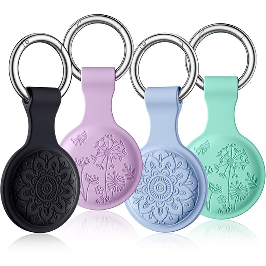 Lerobo Suporte para AirTag com Chaveiro 4 Peças Antiperda (Preto/Lilás/Verde Menta/Lavanda)