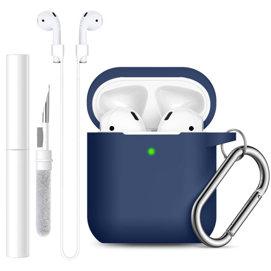 Lerobo Capa p/ AirPods 1ª/2ª Geração c/ Kit Limpeza & Lanyard (Azul)