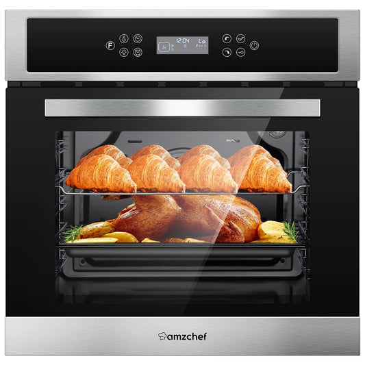 Amzchef Forno Elétrico Embutido 24" com 11 Funções e 8 Receitas (2800W)