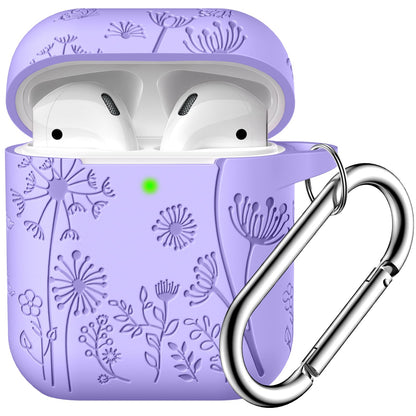 Lerobo Capa Protetora de Silicone Gravada para AirPods 1/2 (Azul Violeta)