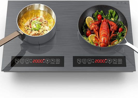 GTKZW Cooktop de Indução 110V, 24 Polegadas, 2 Queimadores (Preto)