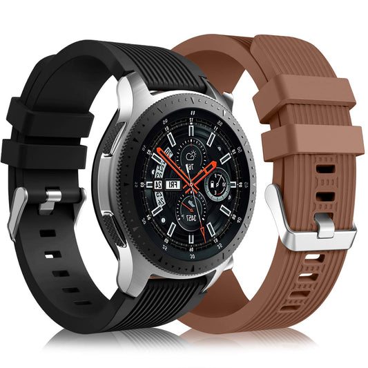 Lerobo Pulseiras Silicone Compatíveis com Galaxy Watch 3/46mm (Preto/Marrom)