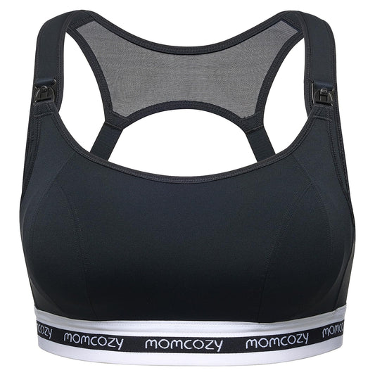 Momcozy Sutiã Esportivo de Amamentação Preto XG Plus Conforto e Suporte Leve