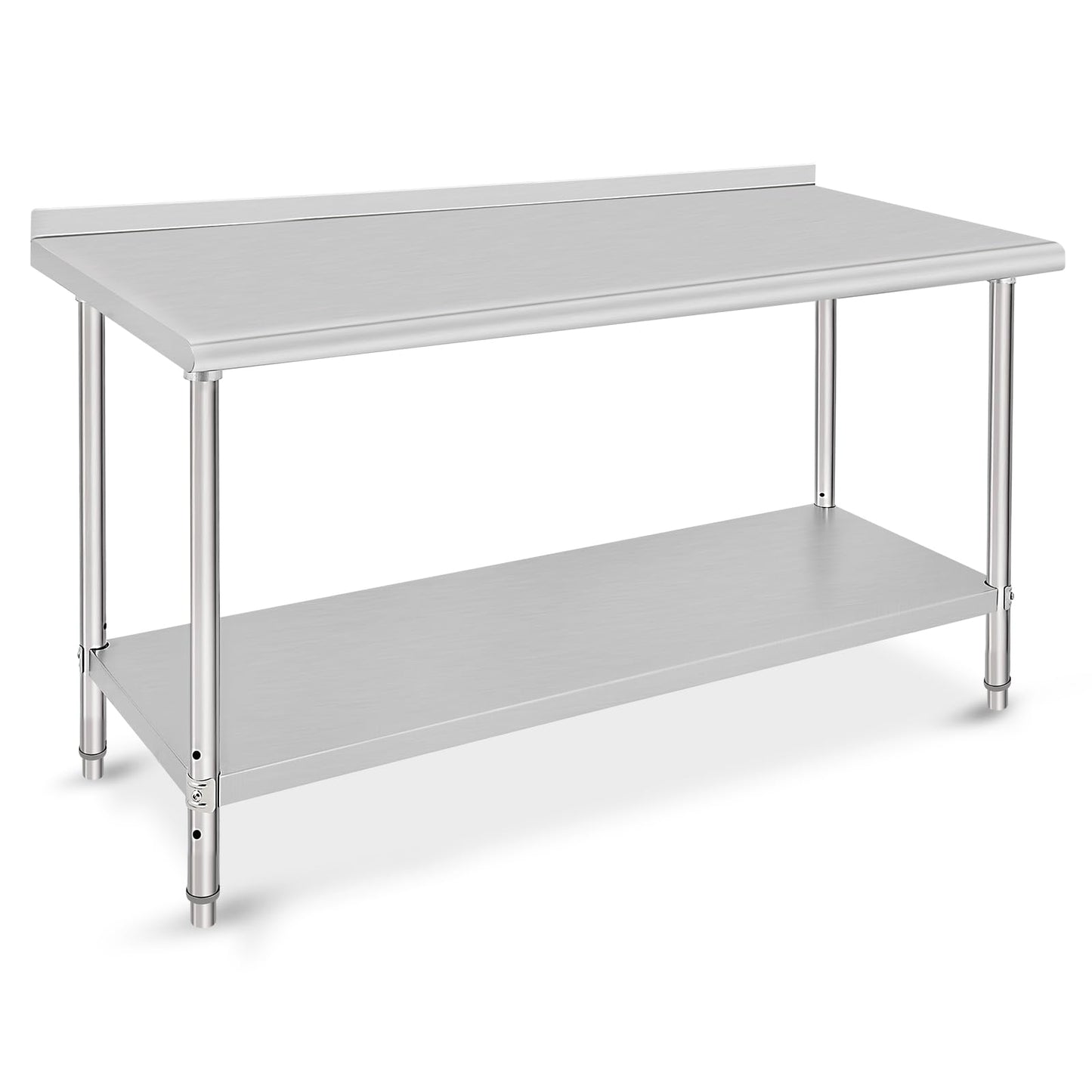 Takywep Mesa de Trabalho Inox 152x61x89cm Prateleira Ajustável