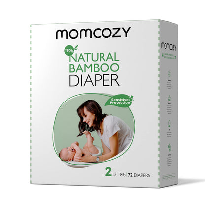 Momcozy Fraldas Descartáveis de Bambu, Hipoalergênicas, Tamanho 2, 72 unid.