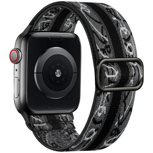 Lerobo Pulseira Trançada Nylon para Apple Watch, Solo Loop, 49mm  (Black White Gray)