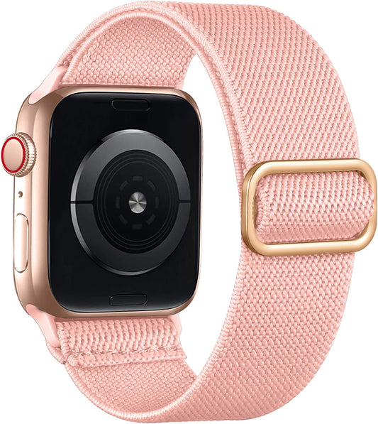 Lerobo Pulseira Trançada para Apple Watch, Nylon Elástico, 38-49mm (Rosa)