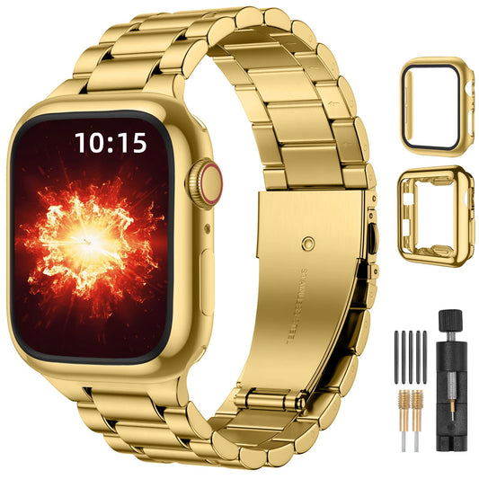 Lerobo Pulseira de Aço Inoxidável para Apple Watch (Dourado)