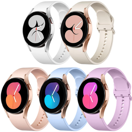 Lerobo Kit com 5 Pulseiras de Silicone Compatíveis com Galaxy Watch 7 6 5 4 40mm/44mm (Cores Variadas)