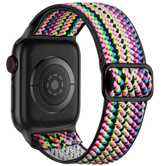 Lerobo Pulseira Trançada para Apple Watch, Nylon, 38mm-49mm, Solo Loop (Arco-íris)