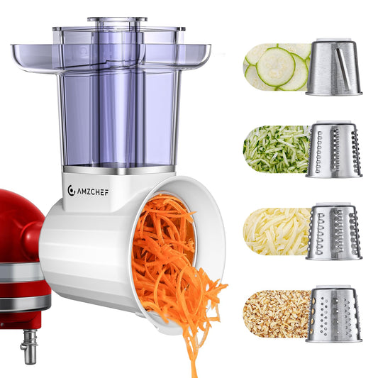 Acessório AMZCHEF para Batedeiras KitchenAid com Ralador e 4 Lâminas (Branco)