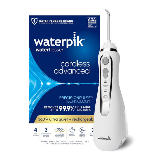 Waterpik Flossador Avançado Sem Fio WP-580, 4 Pontas, Recarregável (Branco)