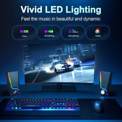 Alto-falantes de PC com 6 modos de iluminação