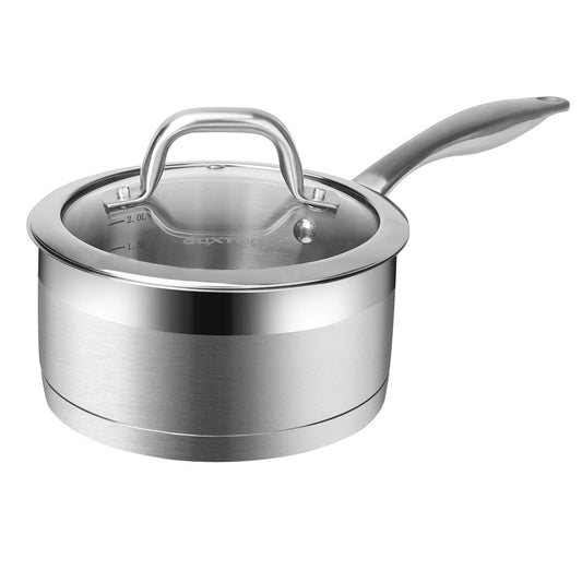 Duxtop Panela Inox 2.5 Quart com Tampa, Base Impactada, Compatível Indução