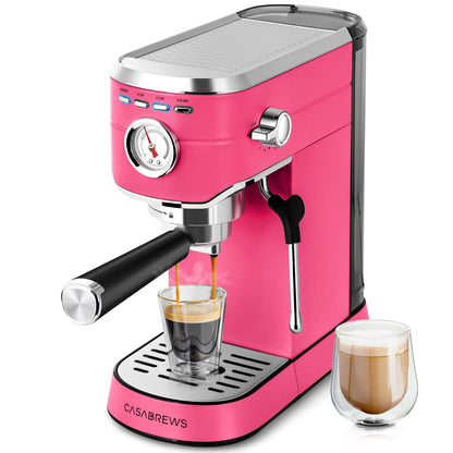 CASABREWS Máquina de Espresso 20 Bar com Vaporizador de Leite (Rosa)