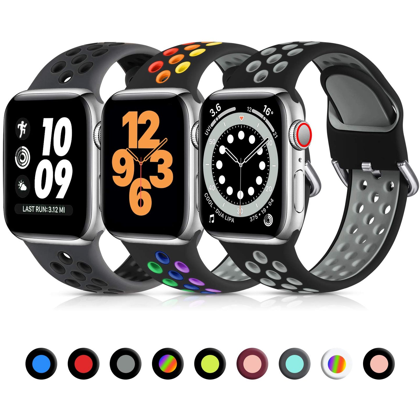 Lerobo Pulseiras de Silicone para Apple Watch - 3 Pack, Respirável