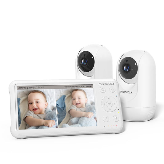 Momcozy Monitor de Bebê 5” com 2 Câmeras, Visão 360° e Bateria de 5000mAh