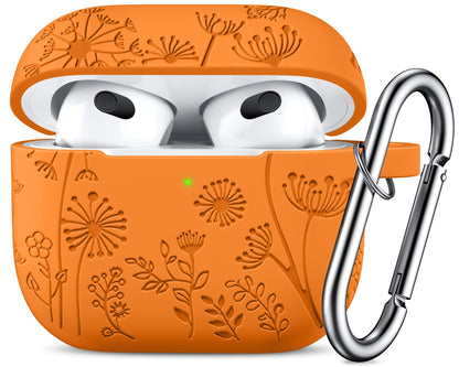 Lerobo Capa Gravada para AirPods 3ª Geração com Chaveiro (Laranja)