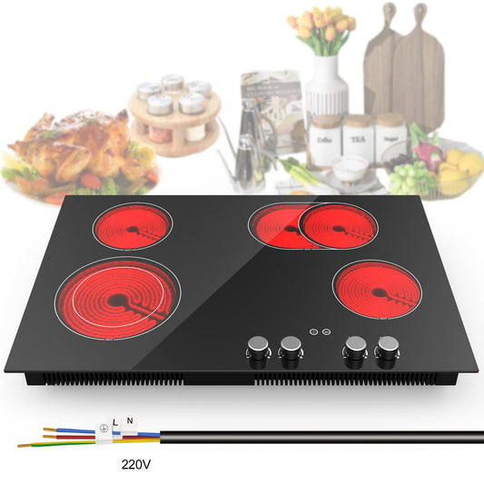 VBGK Cooktop Elétrico 30" 7200W com 4 Queimadores e Controle por Botão