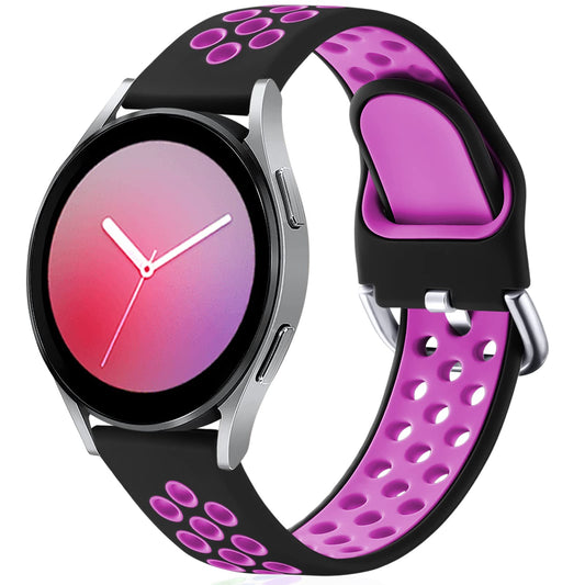 Lerobo Pulseira de Silicone para Galaxy Watch, 20mm, Esportivo (Preto e Roxo)