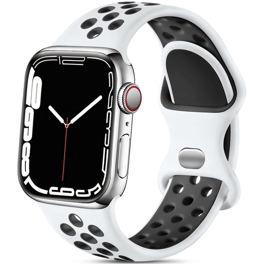 Lerobo Pulseira Esportiva p/ Apple Watch 38-49mm (Branco/Preto)