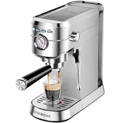 Casabrews Máquina de Espresso 20 Bar com Vaporizador de Leite (Prata)