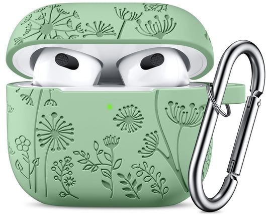 Lerobo Capa de Silicone c/ Chaveiro p/ AirPods 3ª Geração (Verde Grama)