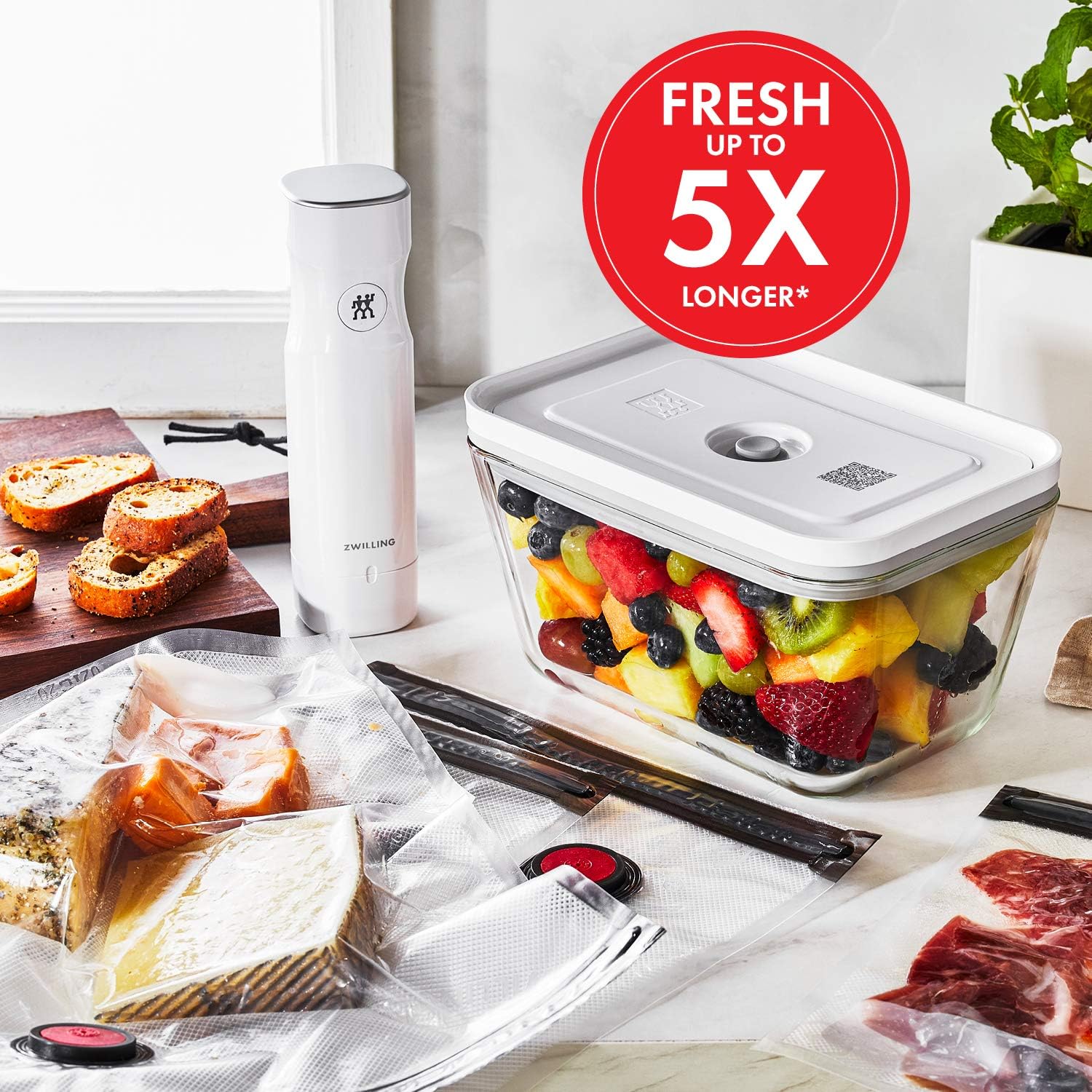 Conjunto Inicial Seladora a Vácuo Fresh & Save da ZWILLING com Vidro Hermético - Armazenamento, Sous Vide e Refeições